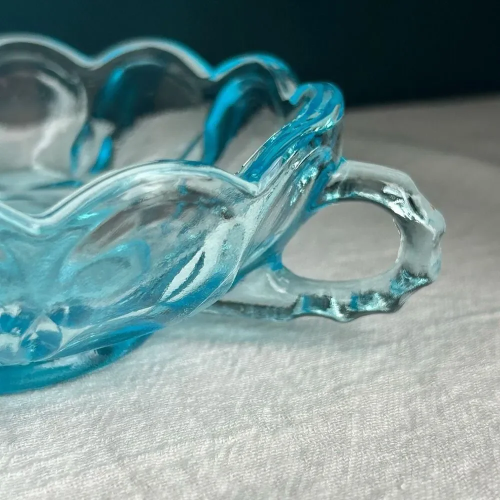 Anchor Hocking Fairfield Aqua Blue Nappy Bowl Candy Condiment Nut
